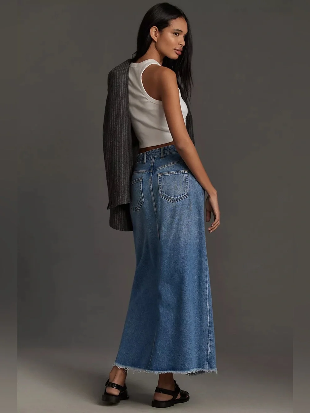 Pilcro Madi Front-Slit Denim Maxi Skirt - Size 14 - Picture 3 of 9
